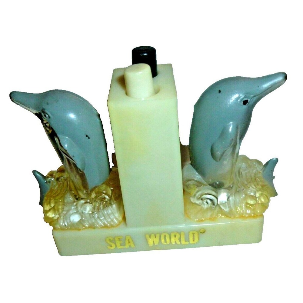 Vintage Sea World Mechanical Dolphins Souvenir Plastic Moving Toy Collectible